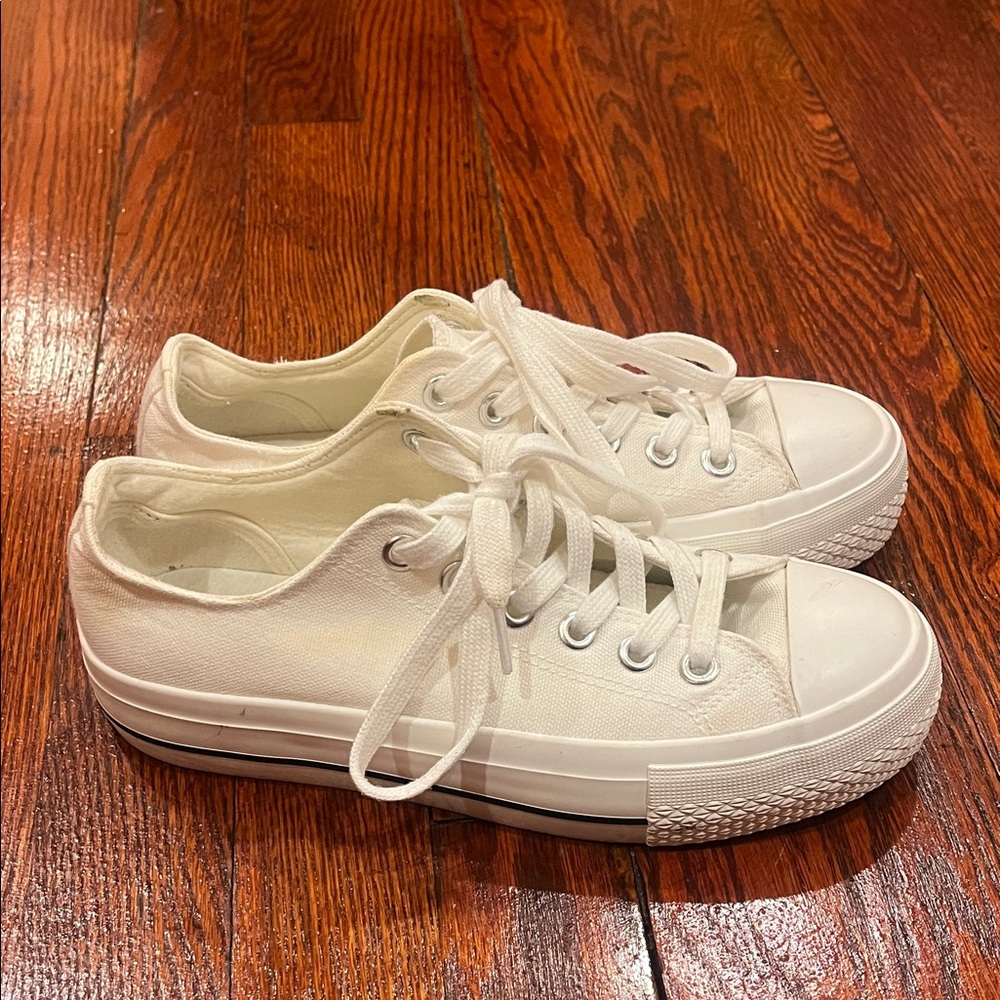Classic White Low Top Canvas Sneakers